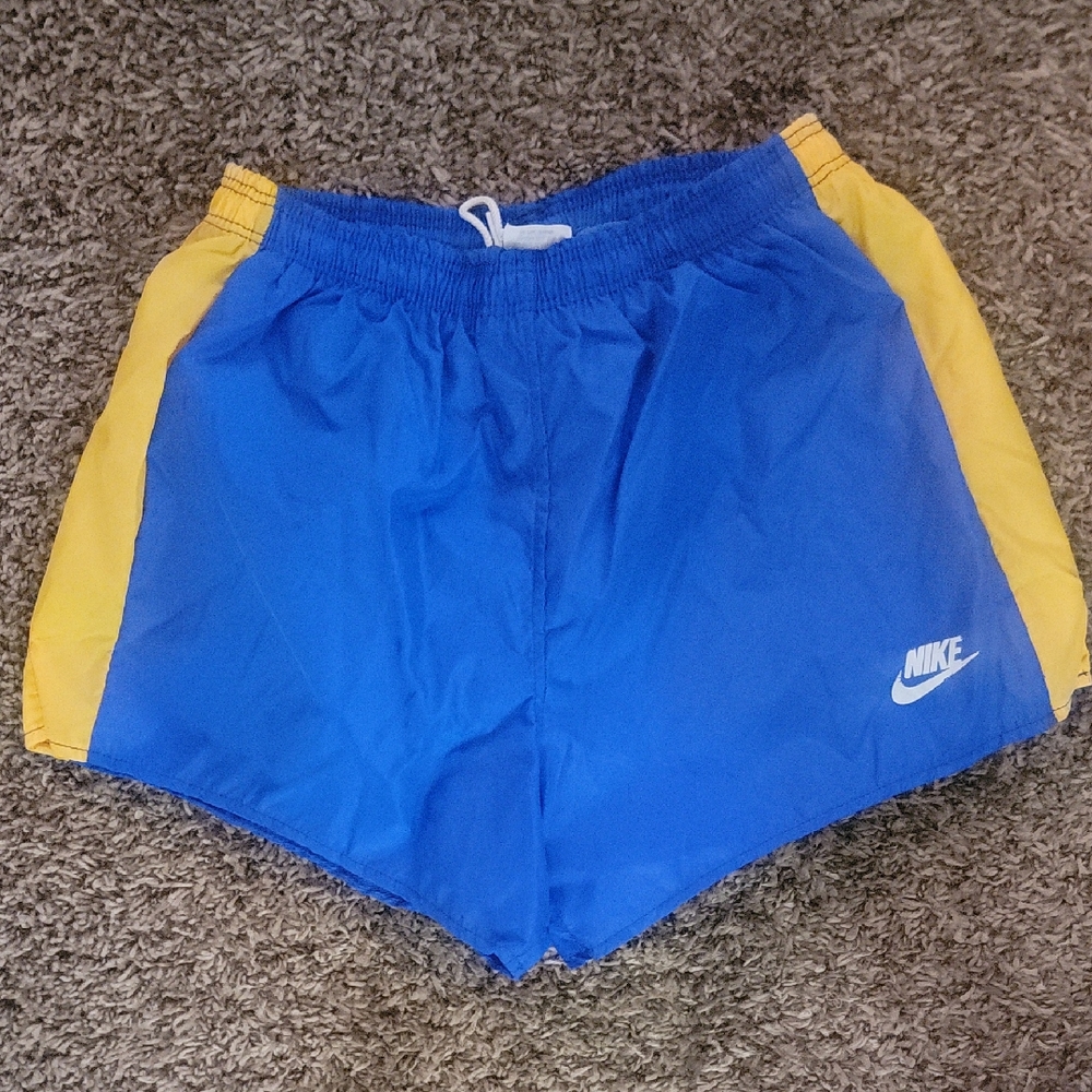 Nike Vintage Men's 70s 80s Blue & Yellow Running Shorts / Training Shorts